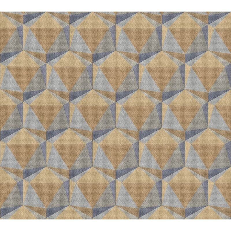 Graphic wallpaper wall Profhome 387483 hot embossed non-woven wallpaper slightly textured with geometric shapes matt orange blue grey pigeon blue