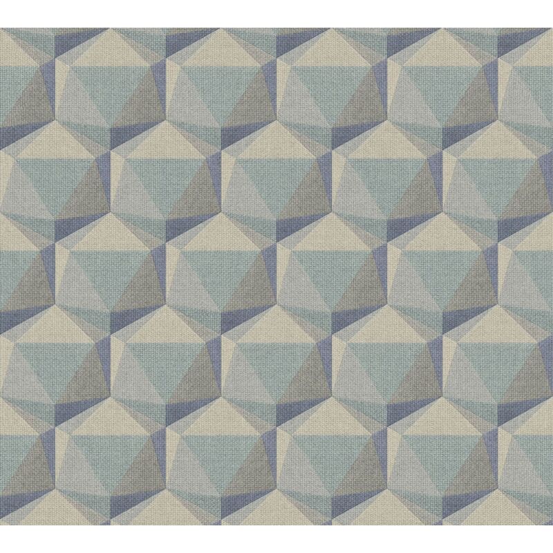 Graphic wallpaper wall Profhome 387484 hot embossed non-woven wallpaper slightly textured with geometric shapes matt turquoise beige blue grey 5.33