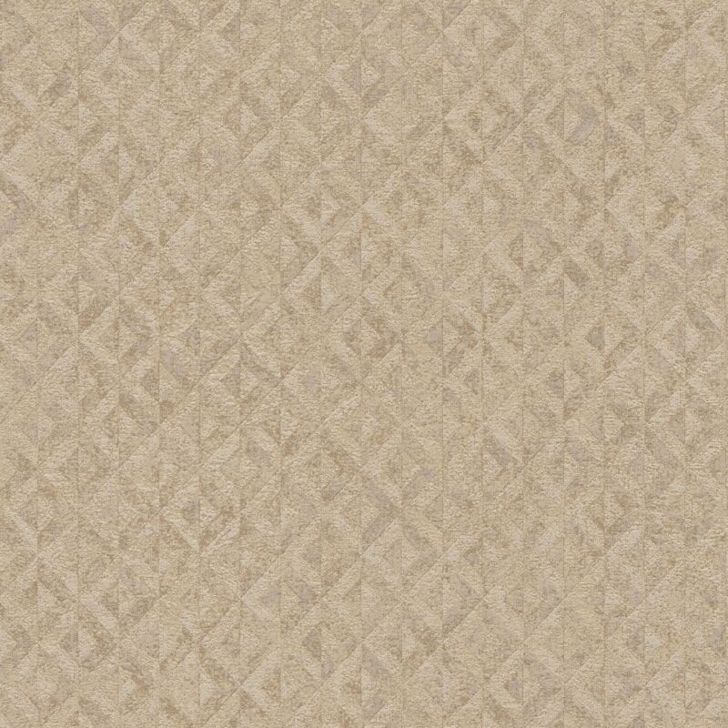 Profhome - Graphic Wallpaper Wall 395051 Non-woven Wallpaper Textured With Geometric Shapes And Metallic Highlights Beige Gold 5.33 M2