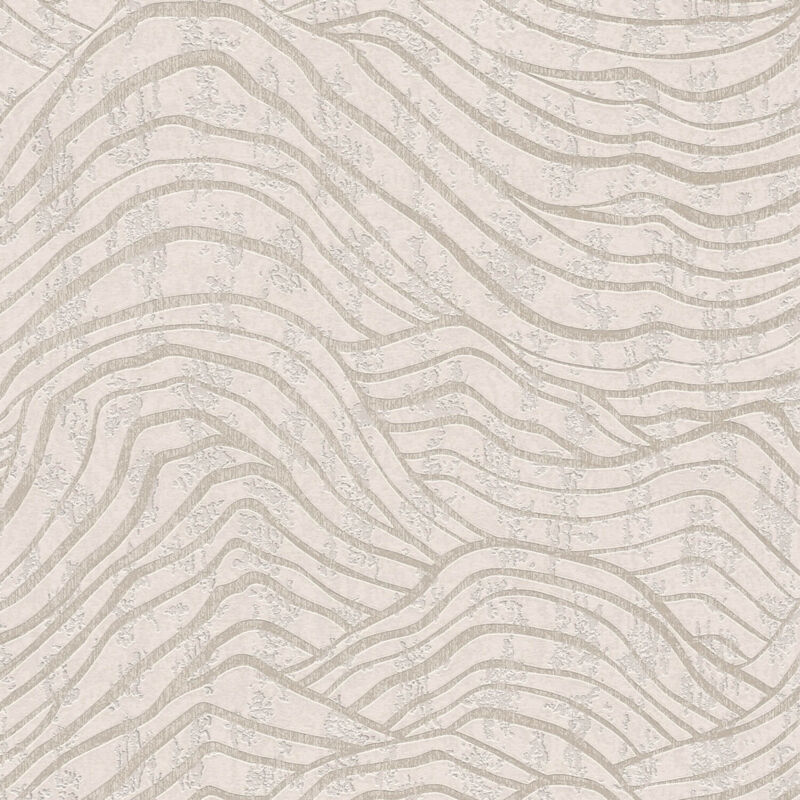 Profhome - Graphic Wallpaper Wall 395072 Non-woven Wallpaper Textured With Abstract Pattern Shiny White Silver 5.33 M2