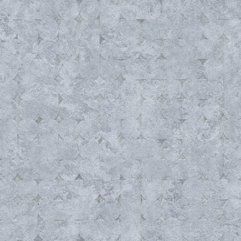 Profhome - Graphic Wallpaper Wall 396561 Non-woven Wallpaper Textured Used Look And Metallic Highlights Grey Silver 5.33 M2