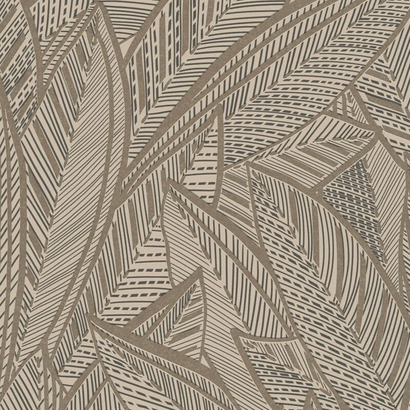Profhome - Graphic Wallpaper Wall 399332 Non-woven Wallpaper Slightly Textured With Floral Ornaments Shimmering Bronze Black 5.33 M2