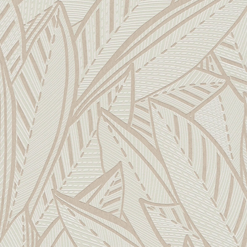 Profhome - Graphic Wallpaper Wall 399333 Non-woven Wallpaper Slightly Textured With Floral Ornaments Shimmering White Grey 5.33 M2