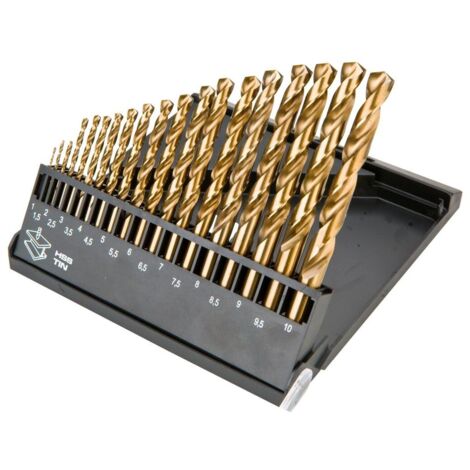Graphit-HSS-TIN-Bohrer 1–10 mm – 19er-Set für Metall und Stahl
