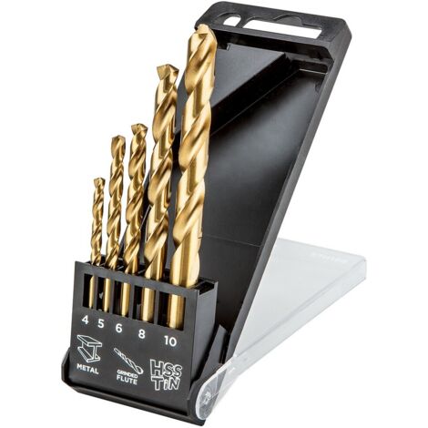 Graphit-HSS-TIN-Bohrer 4–10 mm – 5er-Set für Metall