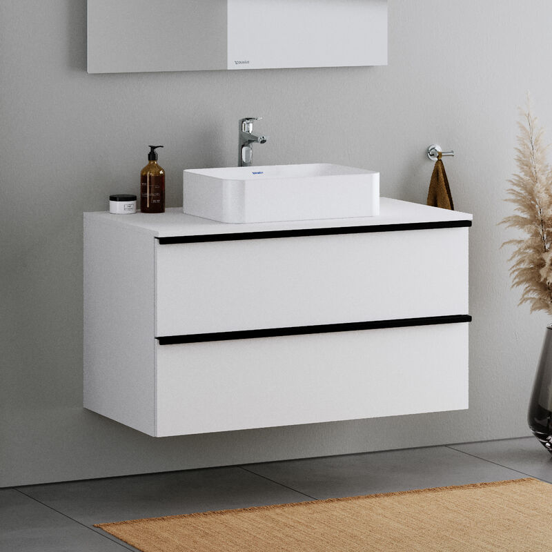 Duravit - Meuble mural suspendu mdf de salle de bain design sous-vasque avec 2 tiroirs pour salle de bain - 100x57,3x55cm - Blanc mat - durapoint