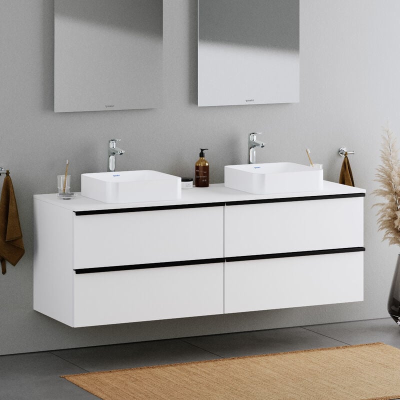 Duravit - Meuble mural suspendu mdf de salle de bain design sous-vasque avec 4 tiroirs pour salle de bain - 120x57,3x55cm - Blanc brillant