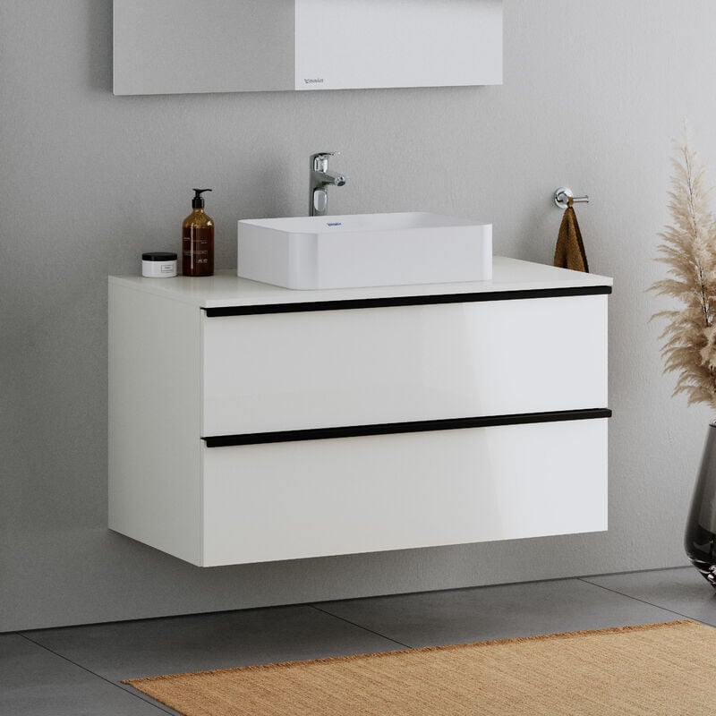 Duravit - Meuble mural suspendu mdf de salle de bain design sous-vasque avec 2 tiroirs pour salle de bain - 100x57,3x55cm - Blanc brillant