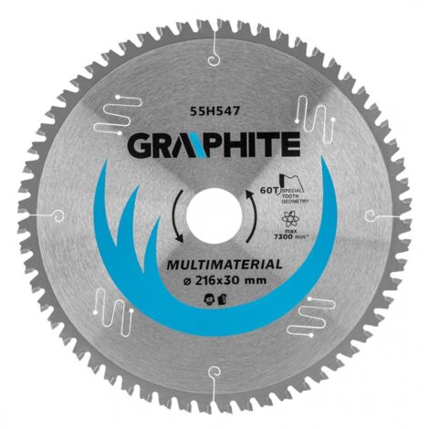 Graphite 55H547 lame de scie carbure argent 216 mm