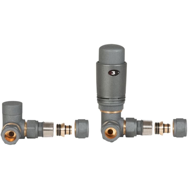 Graphite Axial Thermostatic Angled Set Heater PEX/Copper Radiator Connection