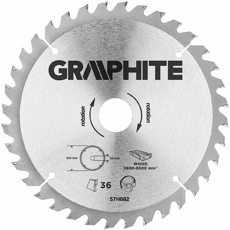 Graphite Disco Per Sega Circolare Al Carburo Di Tungsteno   205 Mm - Foro 30 Mm