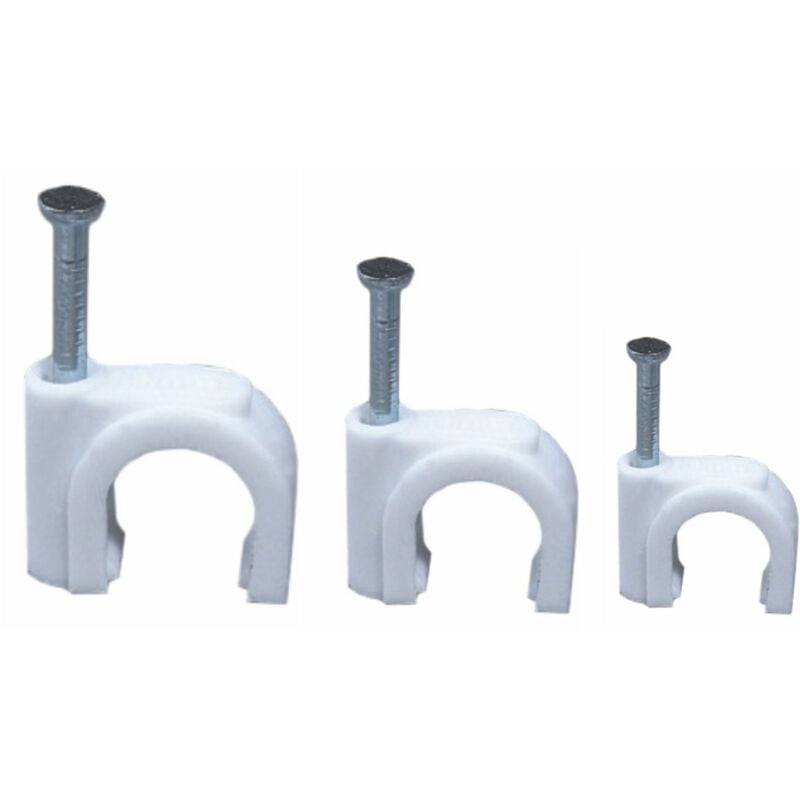 

Grapillas Con Clavo Acero Blanca Para Cable Electrico Ø7Mm Caja 100Uds