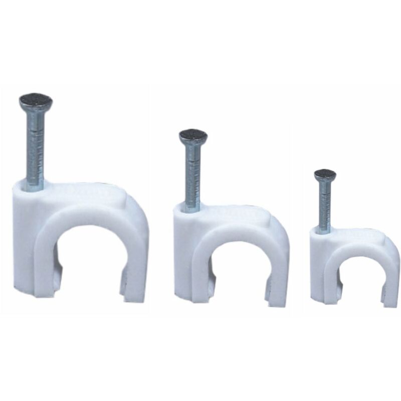 

Grapillas Con Clavo Acero Blanca Para Cable Electrico Ø8Mm Caja 100Uds