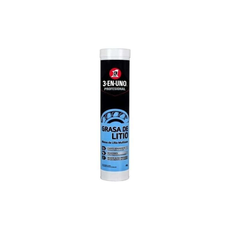 

3-EN-UNO Profesional Lubricante Grasa de Litio Multiusos en Cartucho 400g.