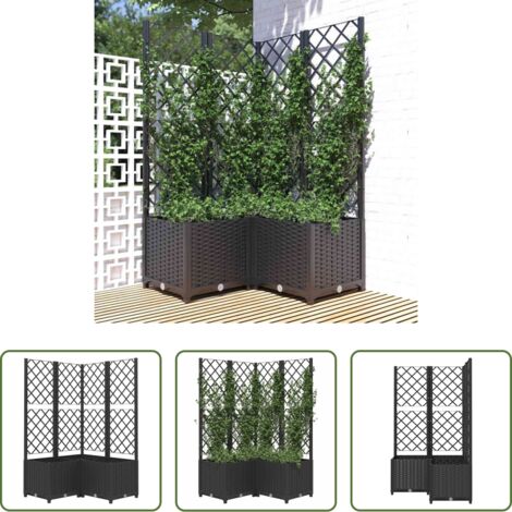 Graticcio -  Fioriera da Giardino con Graticcio Nero 80x80x136 cm in PP