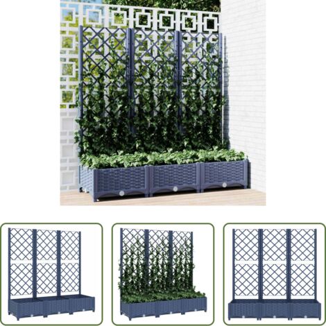 Graticcio -  Fioriera da Giardino e Graticcio Grigio Blu 120x40x121,5 cm PP