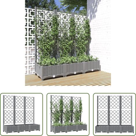 Graticcio -  Fioriera Giardino e Graticcio Grigio Chiaro 120x40x121,5cm PP