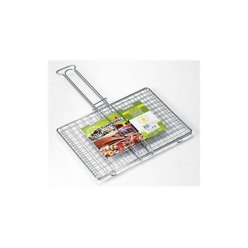 Ompagrill - Griglia barbecue 45 x 40 cm Rete Doppia Senza Piedi Cromo lucido B04045