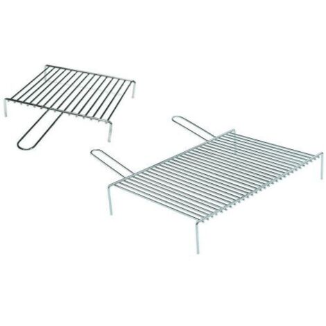 Griglia Per Bistecche Con Base Appoggio - Regolabile In Altezza, 50x37cm, Ferro Battuto