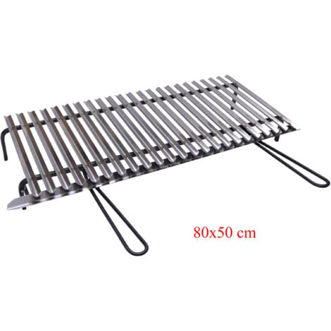 Graticola in acciaio, griglia inox per barbecue con recupero oli + omaggio scegli la misura: 80x50 cm