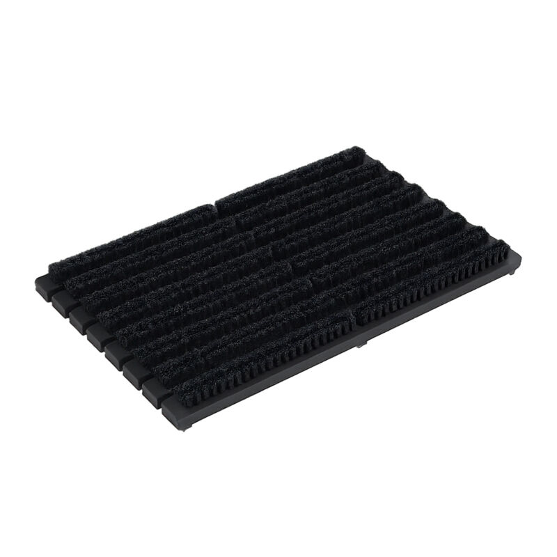 Relaxdays Grille gratte-pieds en bois, antidérapant, brosses en plastique, pour intérieur et extérieur, noire