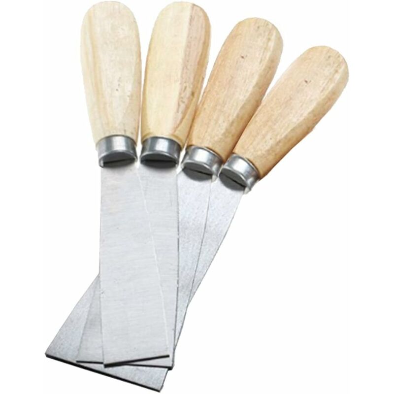 Scraper, 4 Piece Metal Spatula, Iron Spatulas Coating Knife with Non-Slip Handle for Wallpaper and Walls Windows/Mirror/Floor Cleaning - DKSFJKL