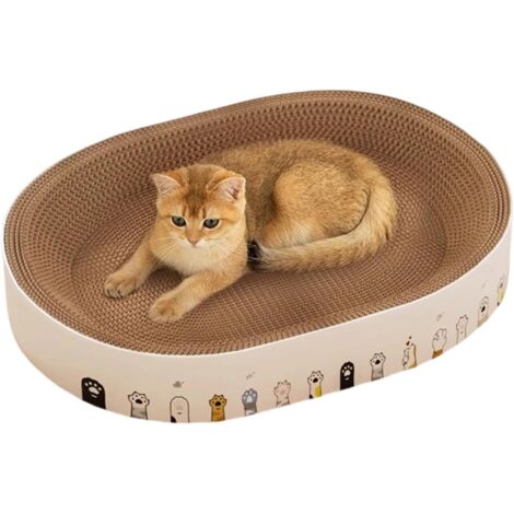 Grattoir à Chat Lit Jouet de Repos Interactif Griffoir en Carton pour Les