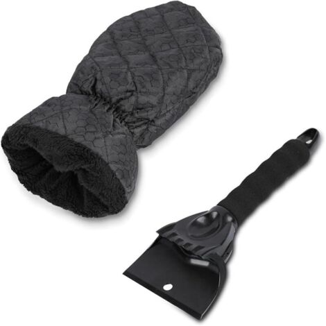 Grattoir à glace avec gant - Gant grattoir à glace imperméable et coupe-vent pour pare-brise de voiture - Gant déneigeur chaud et confortable avec poignée en mousse