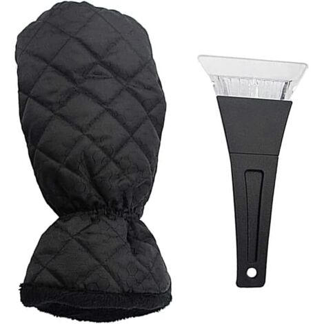 Grattoir à Glace avec Gant pour Voiture, SUV et camionnette, raclette Givre Robuste pour dégivrer Les Pare-Brise et Les vitres de Voiture, idéal pour l'hiver Contre la Glace et la Neige - Noir