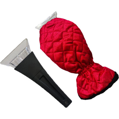 Grattoir à Glace avec Gant pour Voiture, SUV et camionnette, raclette Givre Robuste pour dégivrer Les Pare-Brise et Les vitres de Voiture, idéal pour l'hiver Contre la Glace et la Neige - Rouge
