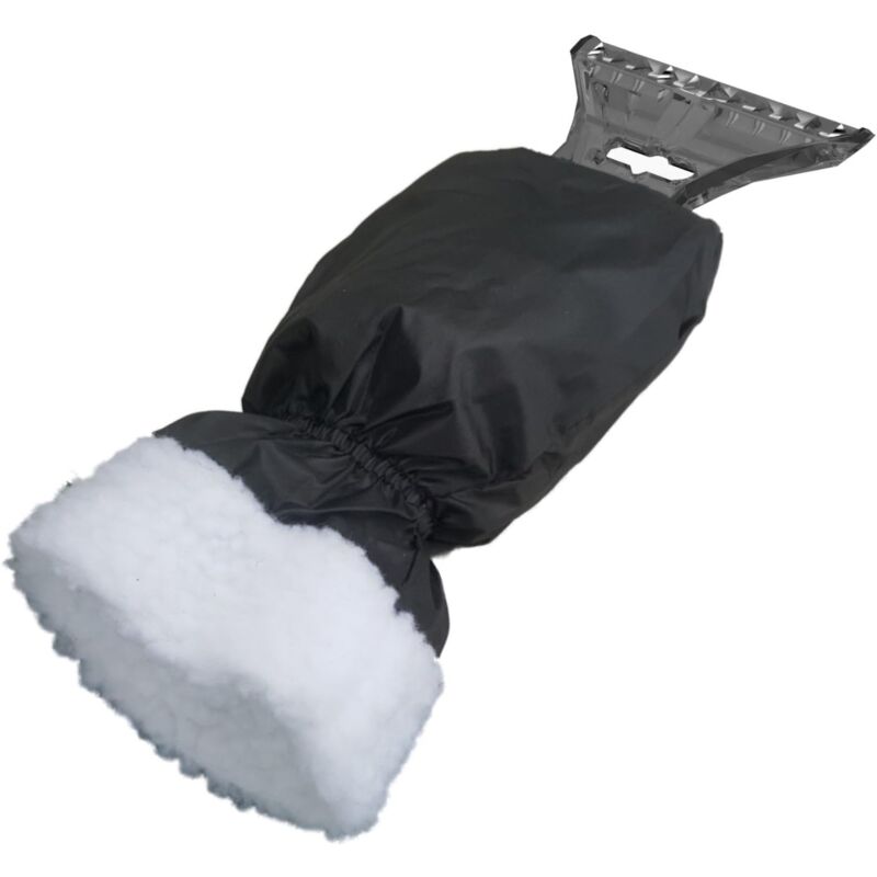 Grattoir à Glace avec Gant raclette Pare Brise, Doublure chauffante, Bande élastique enserré, Couleur: Noir