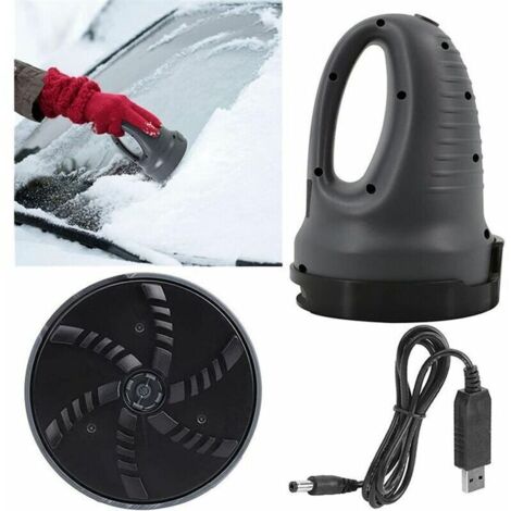 Grattoir à glace électrique pour voiture, chargement USB, dégivreur pour vitres de voiture, facile à utiliser, rapide, gain de temps, Noir