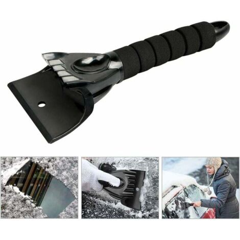 Grattoir à Glace, Gratte-Givre Racloir en Plastique avec Manche Antidérapant Outil Multifonctionnel Conception à Pelle Pelle à Neige pour Voiture - Noir-Fei Yu