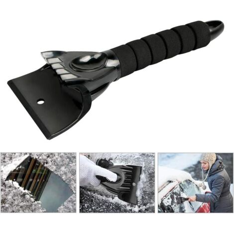 Grattoir à Glace, Gratte-Givre Racloir en Plastique avec Manche Antidérapant Outil Multifonctionnel Conception à Pelle Pelle à Neige pour Voiture - Noir-Fei Yu