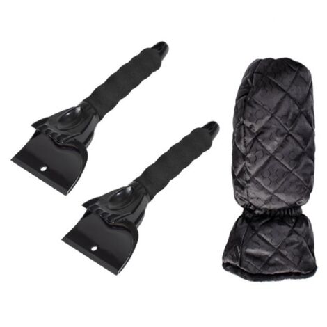 Grattoir à glace noir pour voitures, porter des gants chauds, grattoir à glace en 2 parties pour pare-brise
