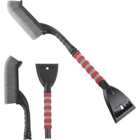 Grattoir à glace pour voiture avec balai intégré, brosse à neige 2 en 1 avec grattoir à glace, brosse et pelle amovibles, poignée ergonomique en mousse