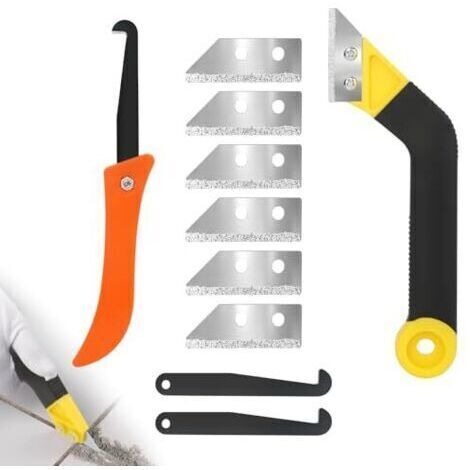 Grattoir à joints, couteau à joints avec 8 lames de rechange, outil de raclage de joints pour carrelage salle de bain et cuisine
