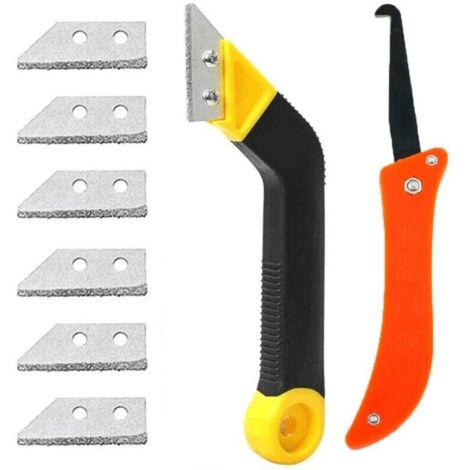 Grattoir à Joints, Lot de 8 Grattoirs Joints Carrelage avec, Grattoir Rasoir Nettoyage pour Carrelage, Grattoir a Dejointer Carrelage
