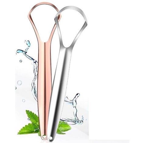 Grattoir à langue en acier inoxydable (lot de 2) pour une haleine fraîche et un traitement contre la mauvaise haleine