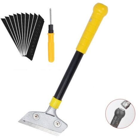 Grattoir à planche avec 10 lames métalliques, grattoir robuste, grattoir universel pour vitres, vitrocéramique, plaque à induction, voiture, miroir, autocollant, nettoyage (avec tournevis)