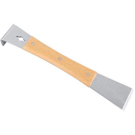 Grattoir à ruche à manche en bois allongé, outils apicoles en acier inoxydable