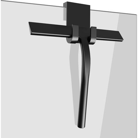 Grattoir de douche en silicone pour douche, salle de bain, miroir, nettoyage de vitres, carrelage (noir, petit, 22,5 x 22 cm)
