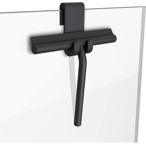 Grattoir de douche, essuie-glace, grattoir de nettoyage de vitres avec crochet, noir