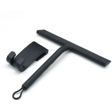 Grattoir de douche noir en silicone, essuie-glace de salle de bain avec crochet en silicone