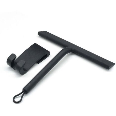 Grattoir de douche noir en silicone, essuie-glace de salle de bain avec crochet en silicone