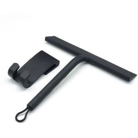 Grattoir de douche noir en silicone, essuie-glace de salle de bain avec crochet en silicone
