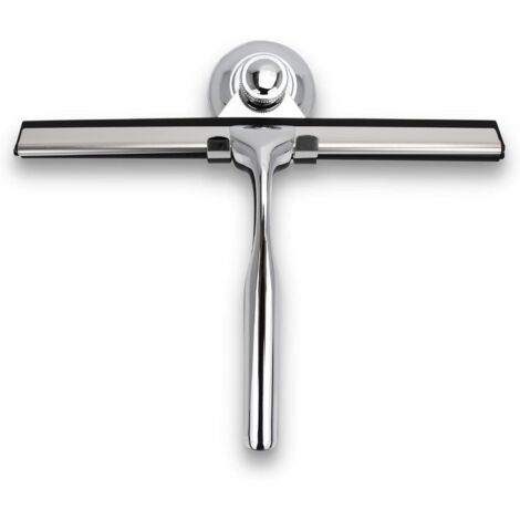 Grattoir de nettoyage pour porte de douche en verre avec support, lame en silicone de 25 cm, argent
