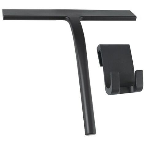Grattoir de salle de bain, 28x22x3cm, avec support mural, silicone, noir