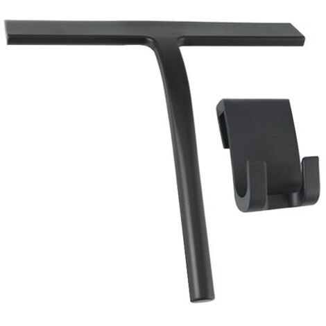 Grattoir de salle de bain, 28x22x3cm, avec support mural, silicone, noir
