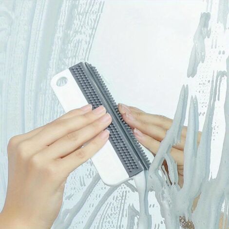 Grattoir d'essuie-glace en silicone souple pour voiture - Brosse de nettoyage pour vitres de cuisine et salle de bain -  gris
